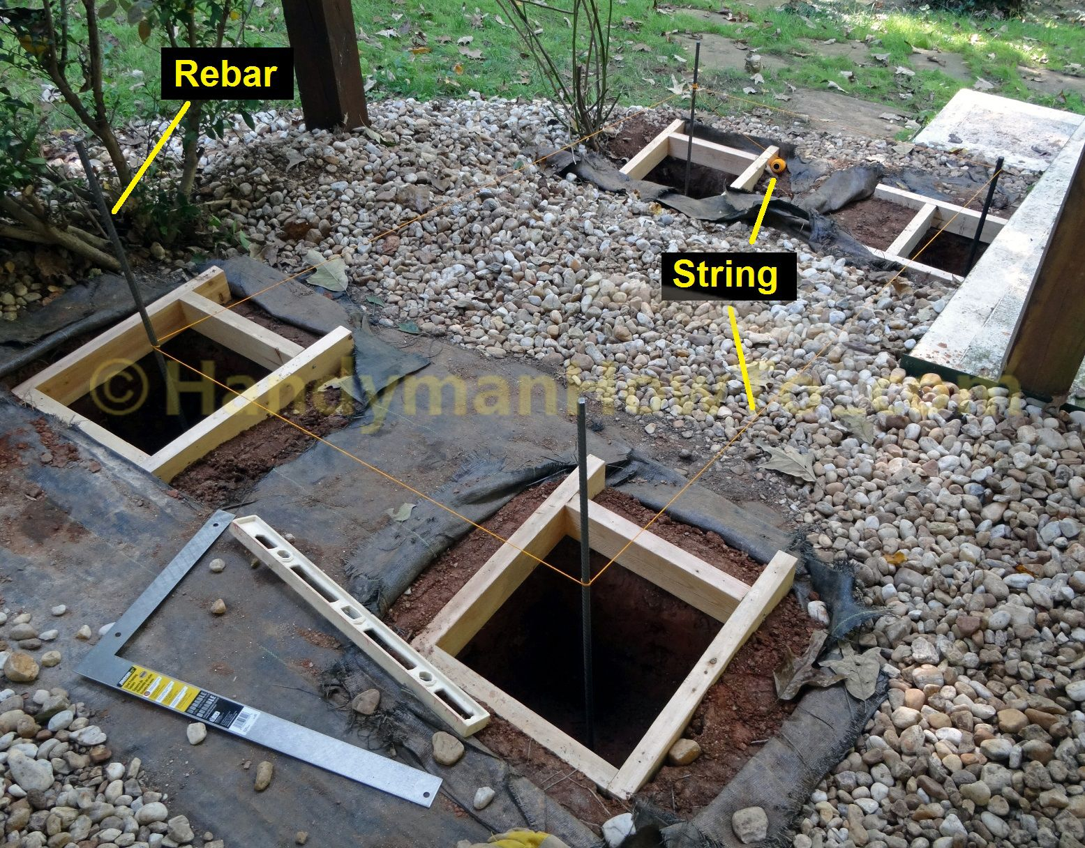 6x6 Deck Post Installation Square And Mark Post Footers Backyard for proportions 1555 X 1216