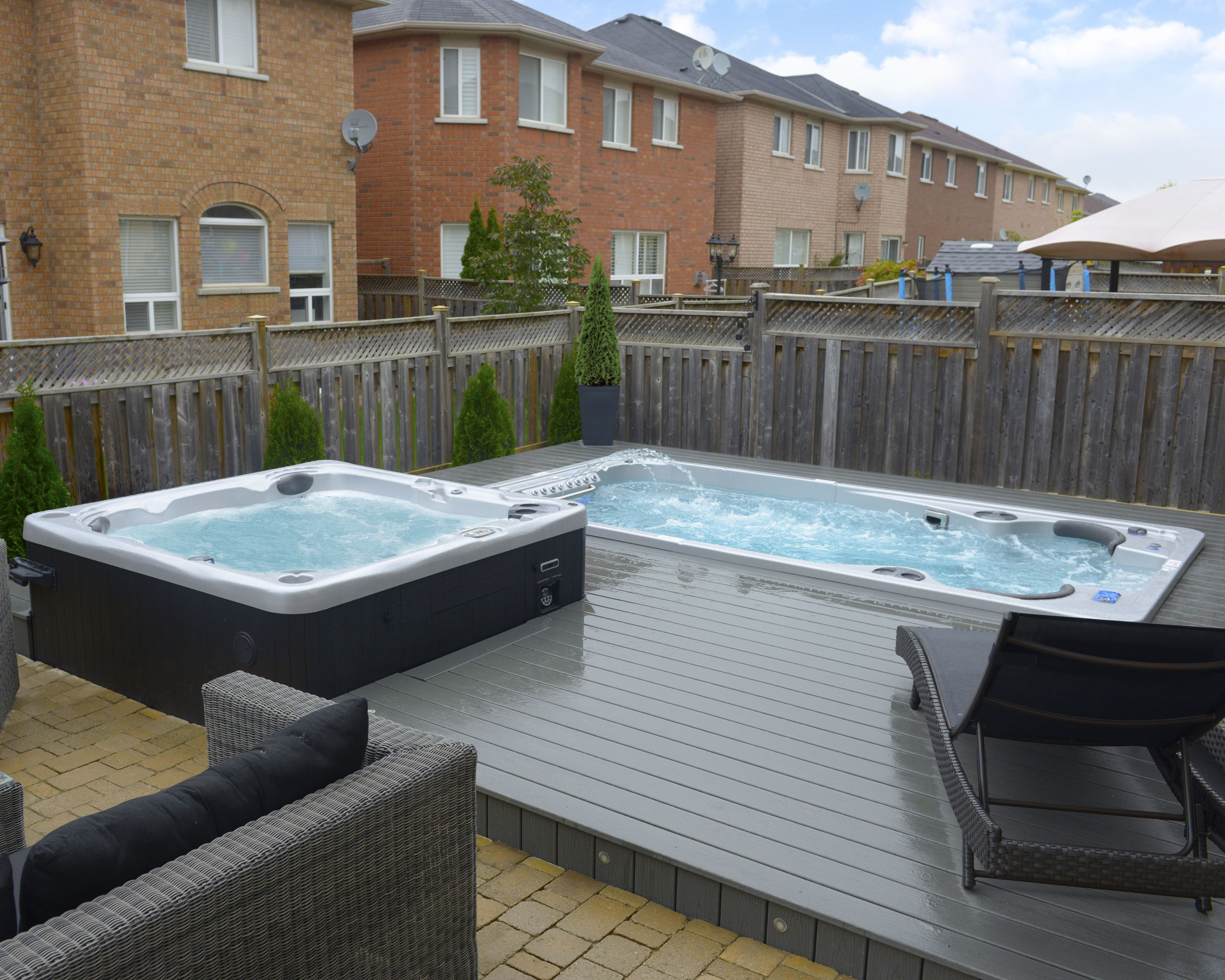 A Hydropool Hot Tub And Self Cleaning Swim Spa Sunk Into Composite for measurements 3000 X 2400