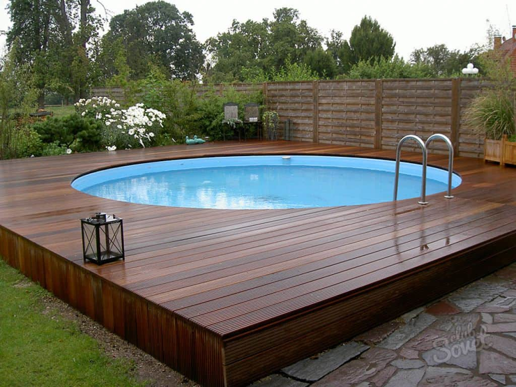 Above Ground Swimming Pool With Low Wooden Deck Three Types Of throughout dimensions 1024 X 768