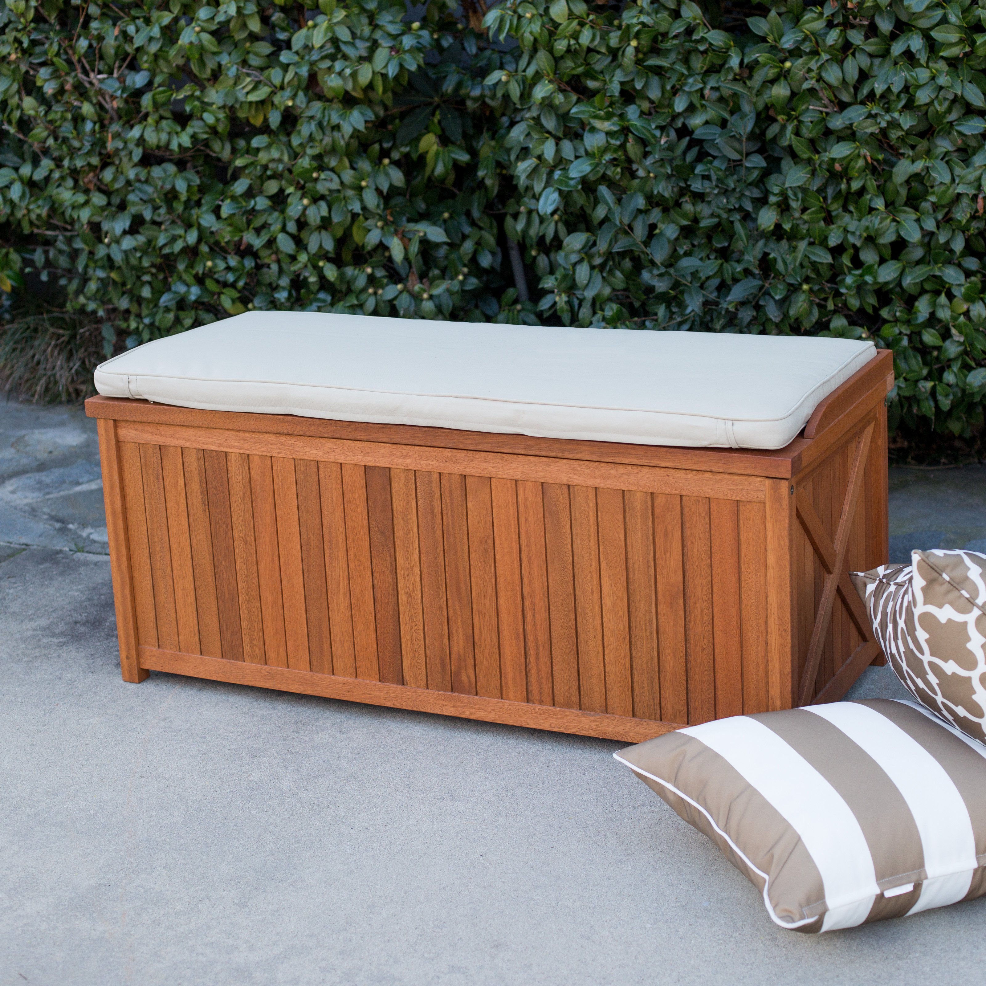 Belham Living Brighton 48 In Outdoor Storage Deck Box With Cushion in measurements 3200 X 3200