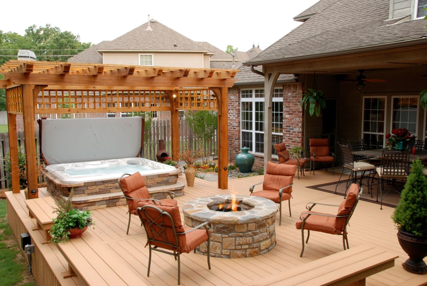 Deck Designs With Hot Tub And Fire Pit Decks Ideas