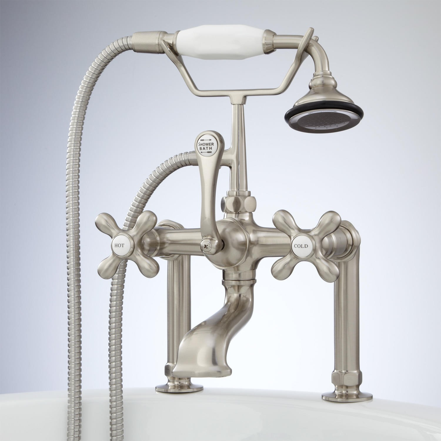 Deck Mount Telephone Faucet With Cross Handles And Deck Couplers in measurements 1500 X 1500