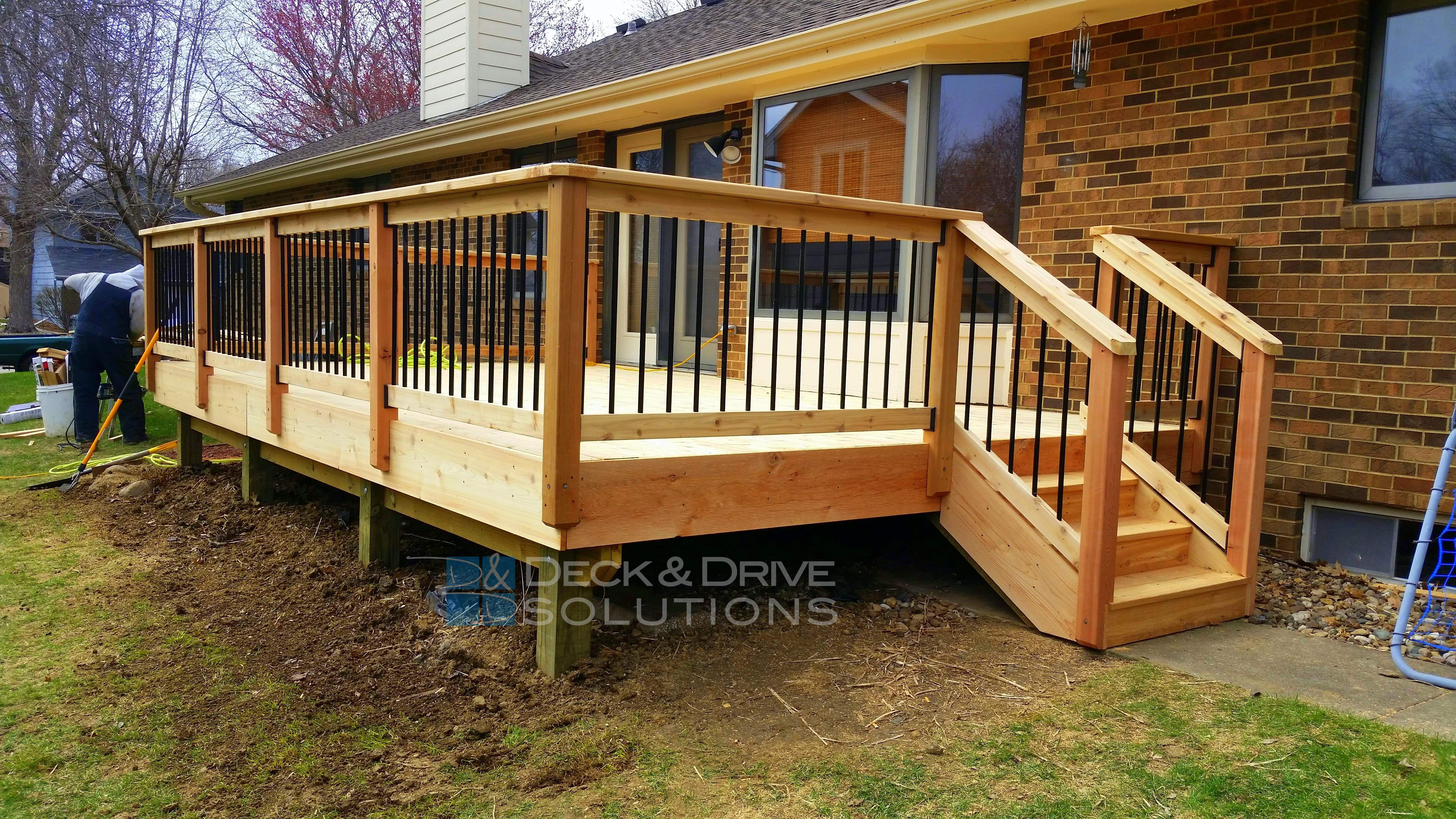 Deck Resurface With Cedar And Cedar Post Rail With Round Metal within proportions 5312 X 2988