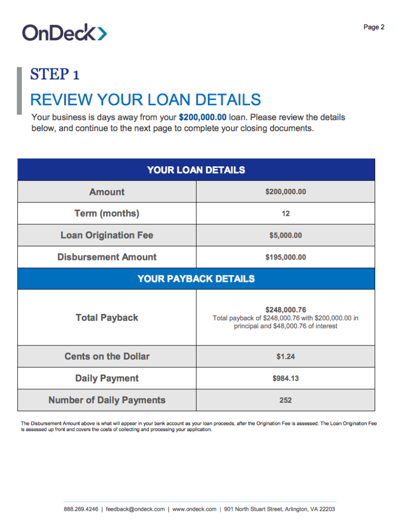 Decoding A Loan Offer From Ondeck Capital 2015 Nav with sizing 783 X 1024