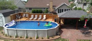 Huge Gift Oval Above Ground Pool With Deck Ideas From Wood For regarding sizing 1522 X 677