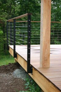 Modern Cabin Deck Railing Metal Railing Posts Wire Wood Decks inside size 1067 X 1600