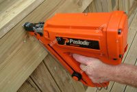 Nailing Timber Side Decking With An Orange Paslode Nail Gun Stock in measurements 1300 X 1058
