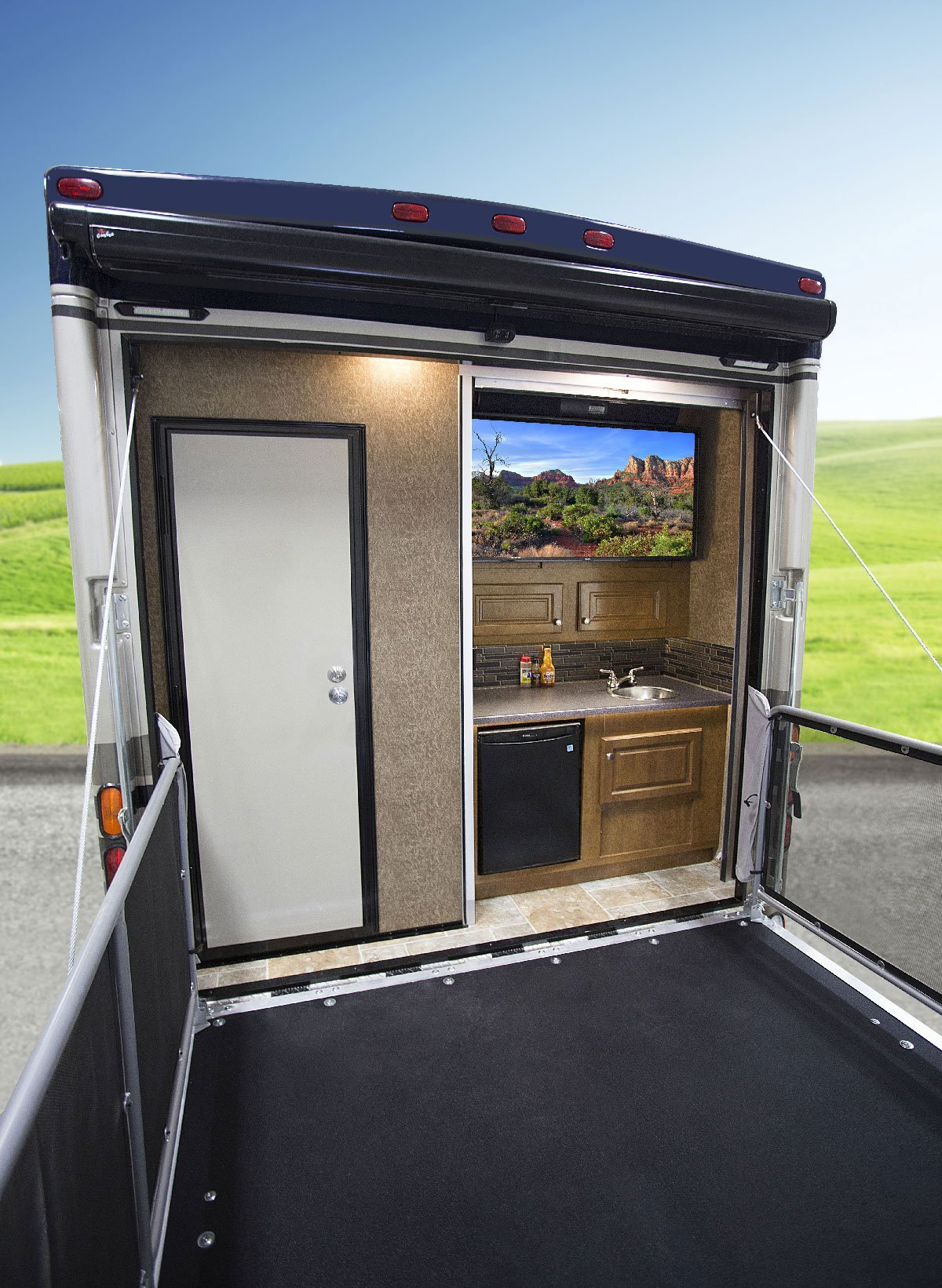 small travel trailer with deck