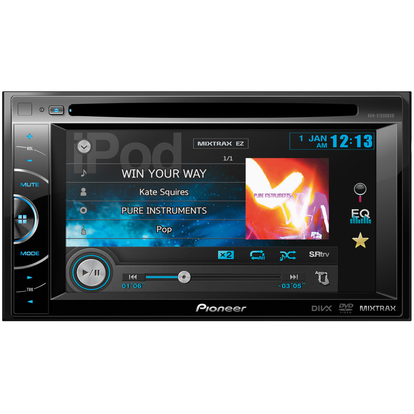 Pioneer Avh X1500dvd 61 Touchscreen Dvd Car Stereo Mixtrax Receiver inside dimensions 1383 X 1383