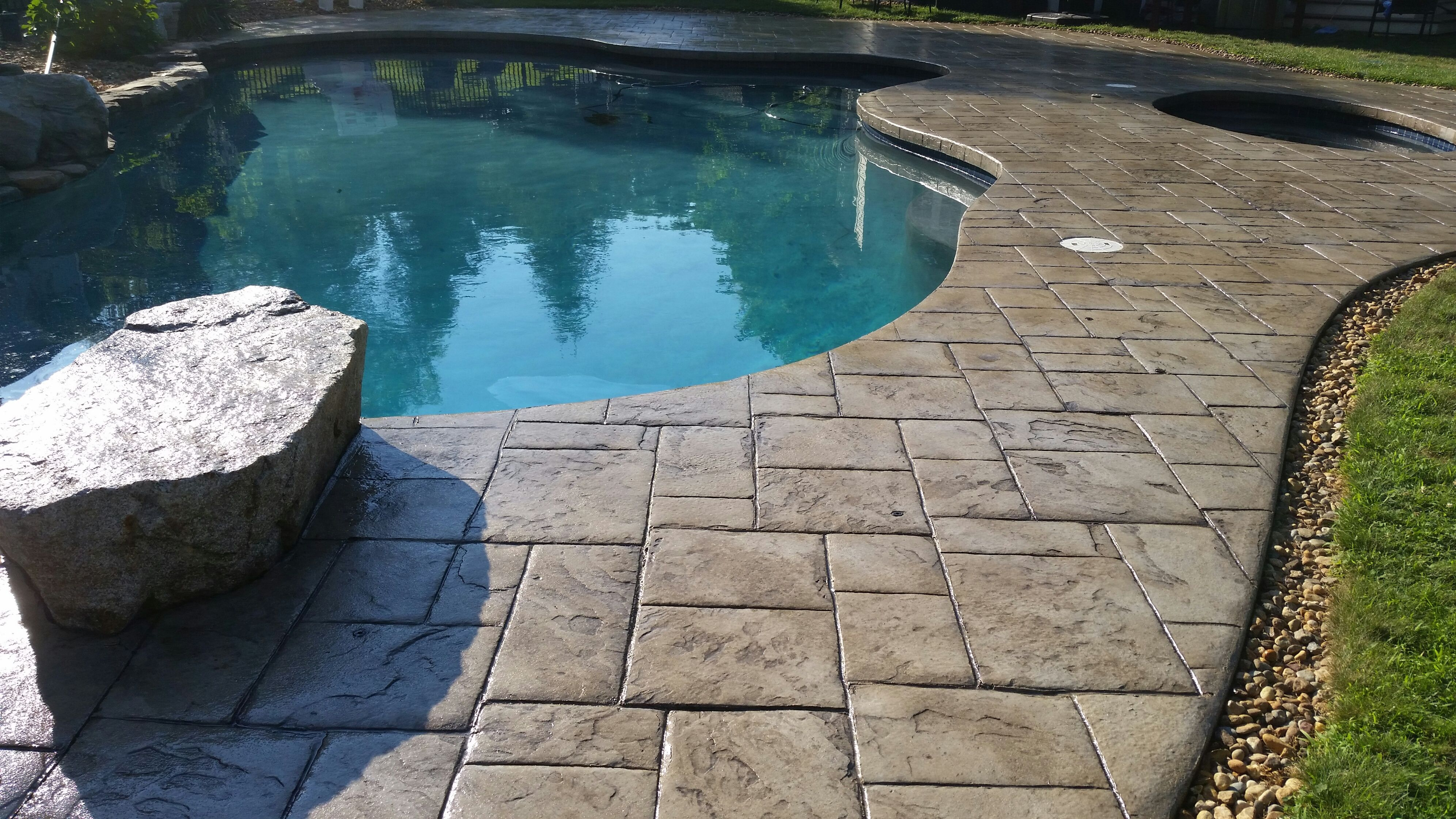 Stamped Concrete Pool Deck Sealed With The Foundation Armor Ar350 for size 3984 X 2241
