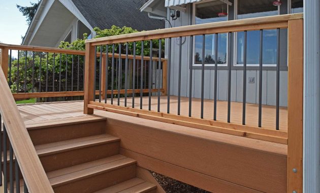 The Railings On This Composite Deck Use Thin Metal Slats To Add with regard to size 2000 X 1333