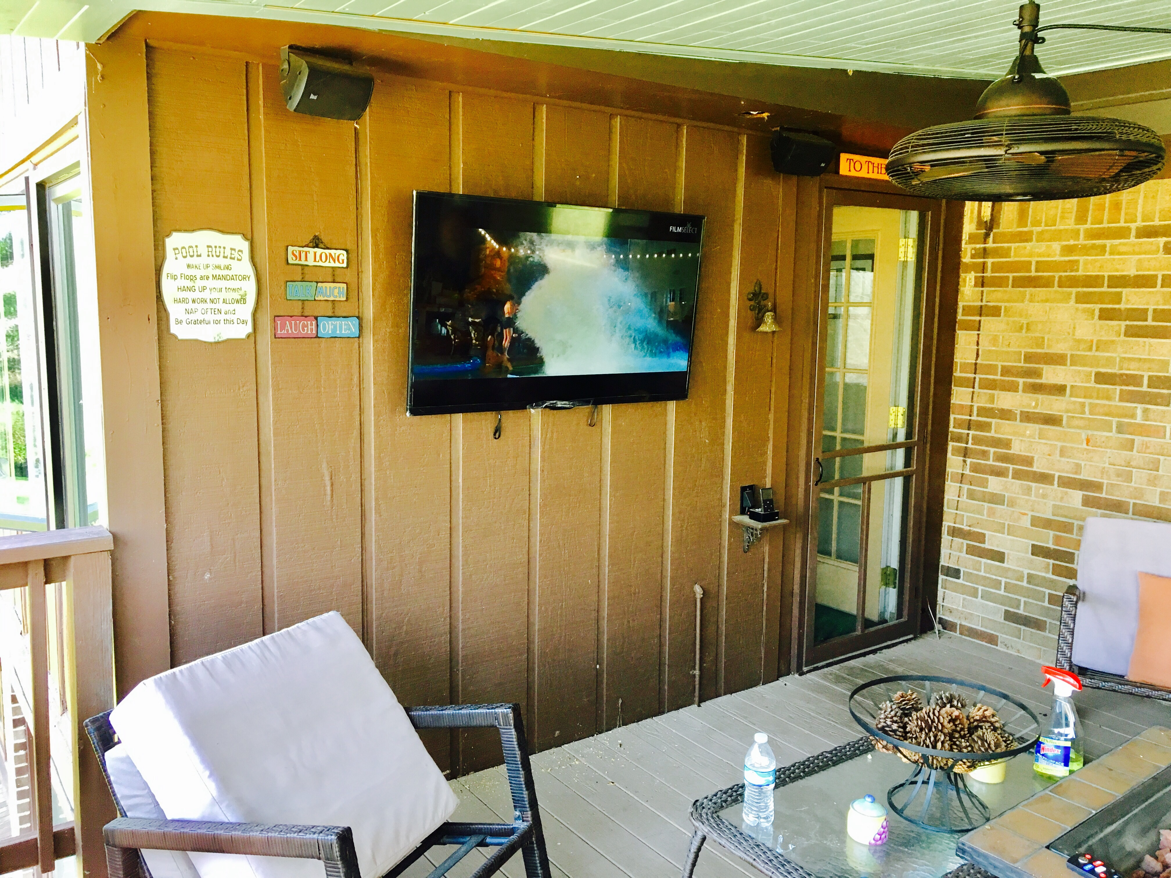 Tv Mounted Outside Underneath A Covered Deck Berea Ky Platinum with regard to proportions 4032 X 3024