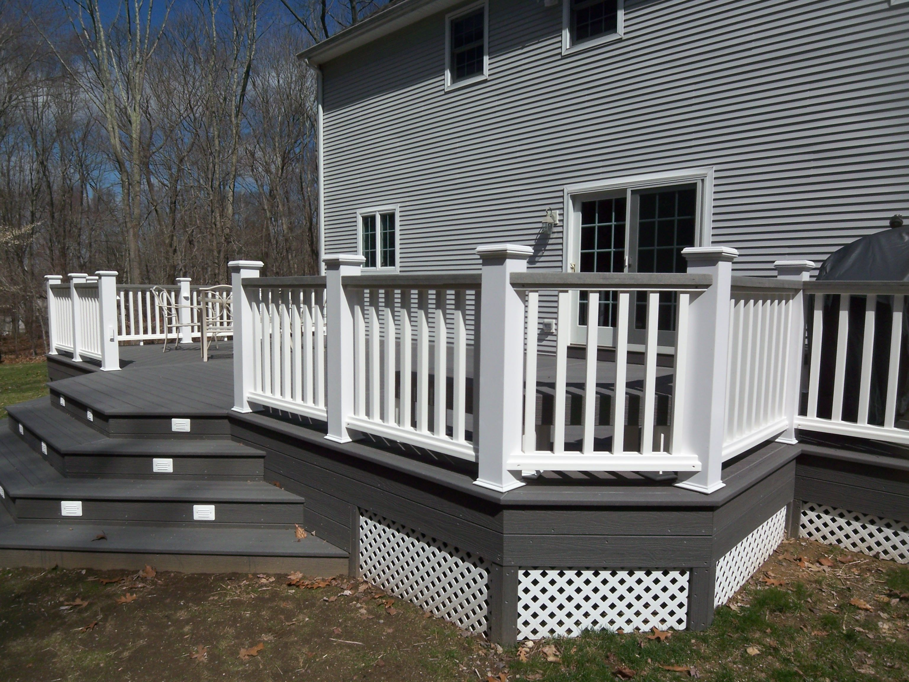 White And Gray Wood Porch Composite Decks Hot Tub Decks Trellis pertaining to measurements 3072 X 2304