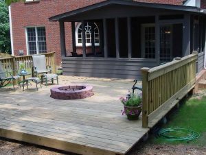 Wood Deck Around Fire Pit Decks Design inside measurements 2208 X 1663